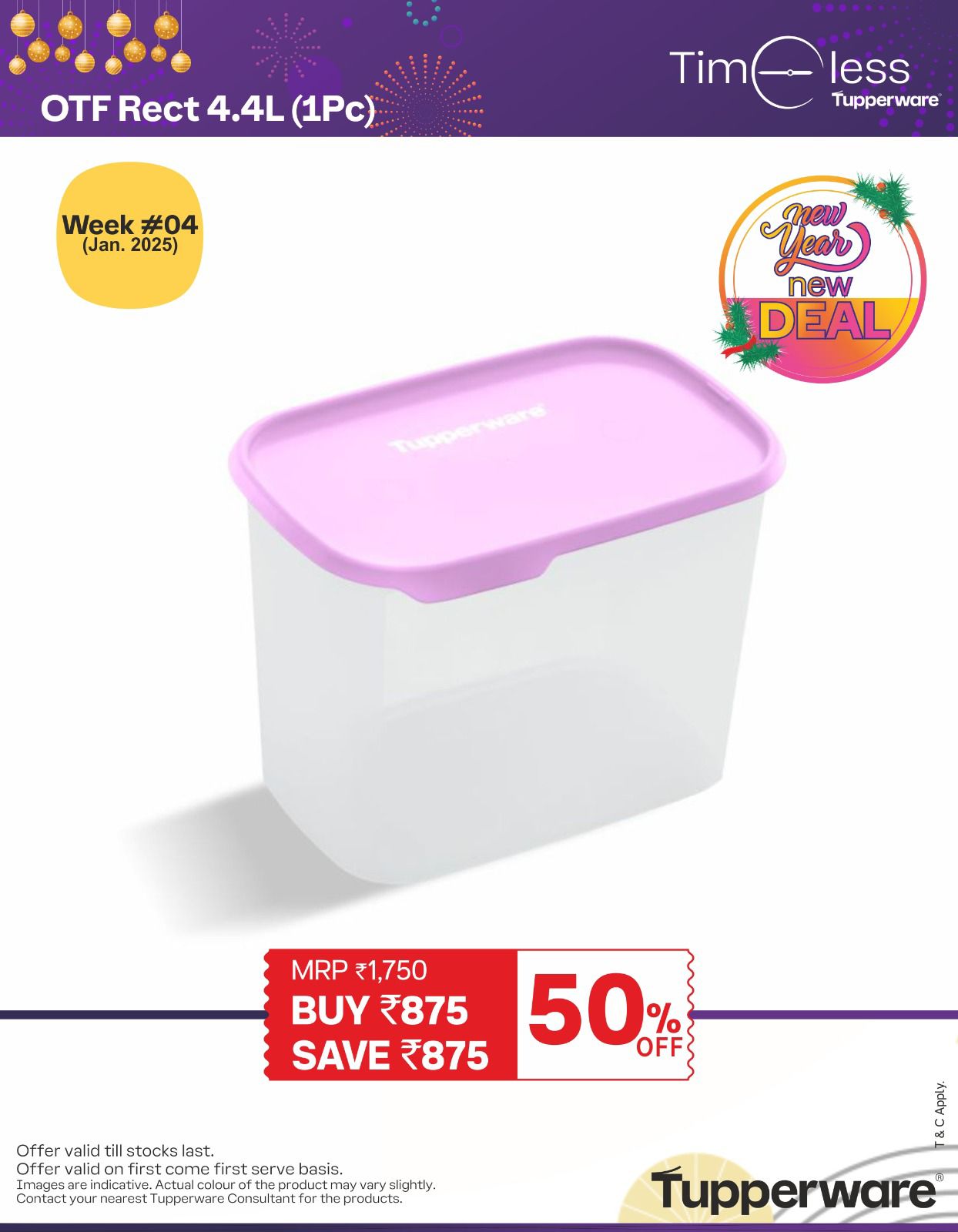 TUPPERWARE ONE TOUCH FRESH RECTANGLE 4.4L