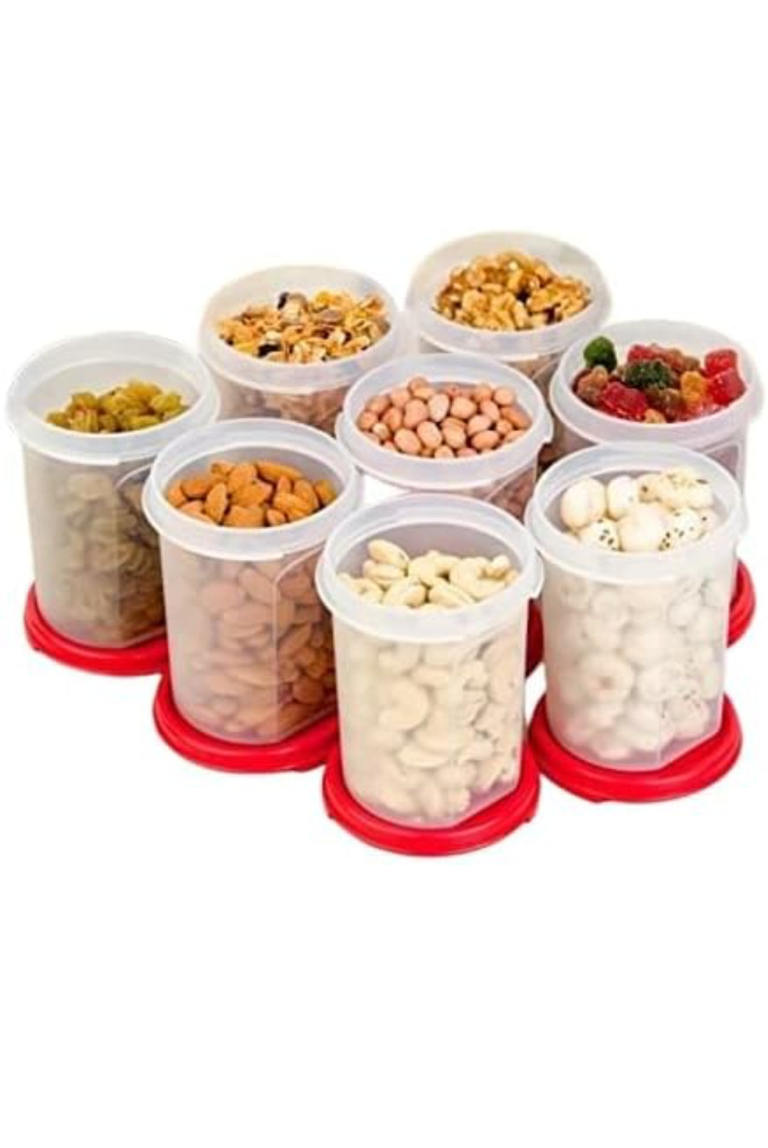 Tupperware Mm Round 2 Containers- 440 Ml Capacity- Set Of 8 Pc- Red Seal