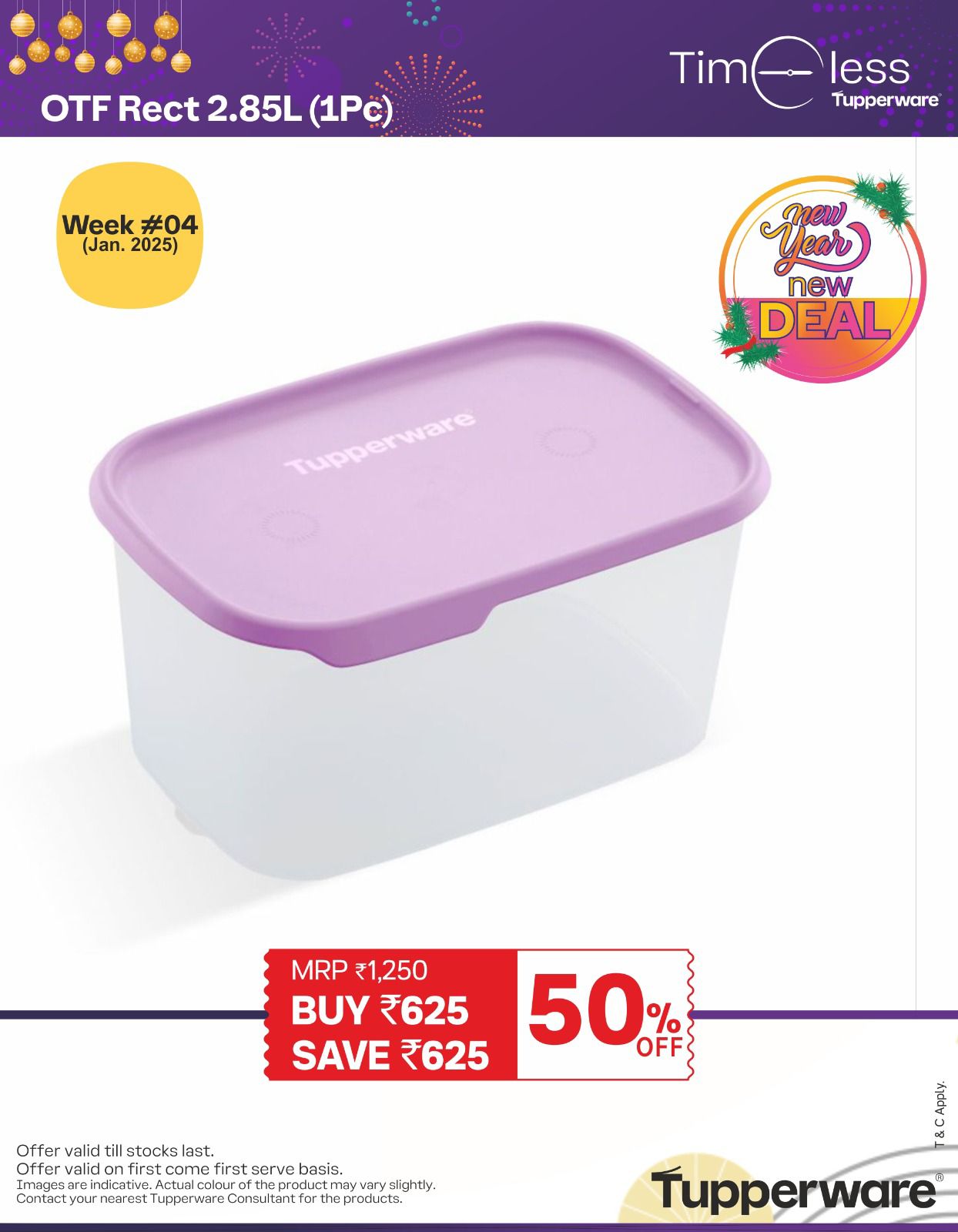 TUPPERWARE ONE TOUCH FRESH RECTANGLE 2.85L